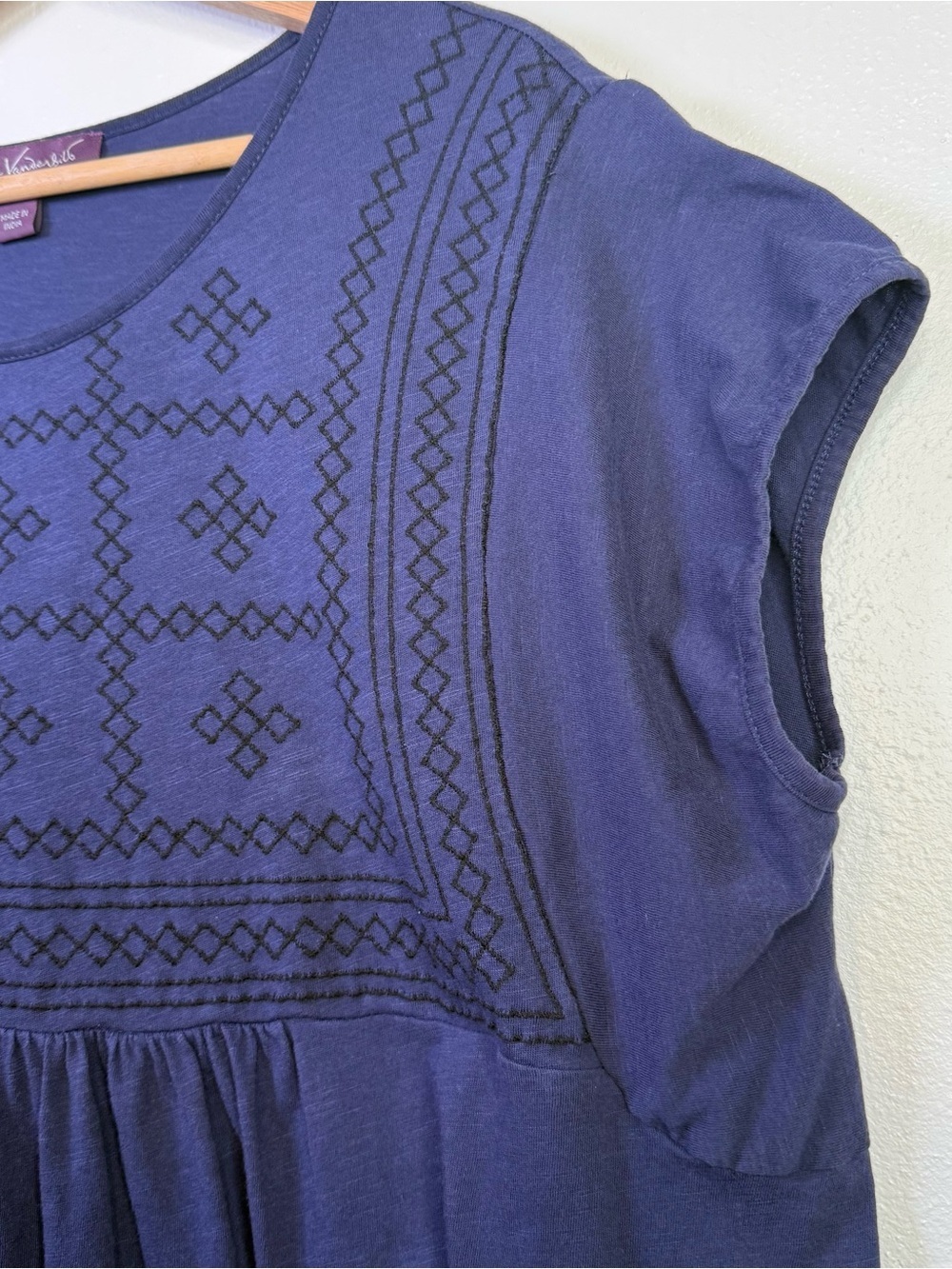 Gloria Vanderbilt Blue Short Sleeve Embroidered Top Women’s Size XXL - Picture 9 of 15